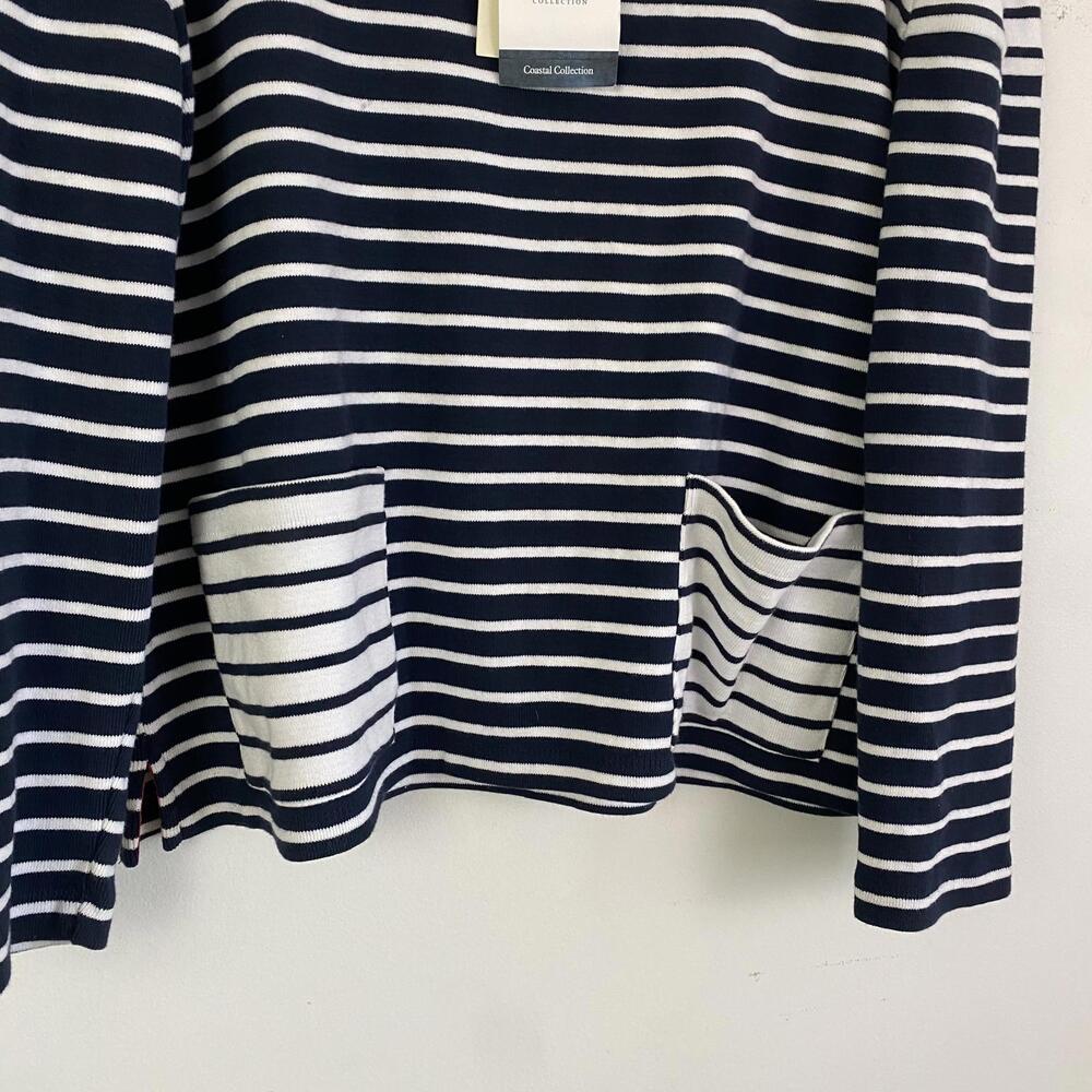 BARBOUR navy white stripe long sleeve cotton shirt sz 12 - Picture 3 of 8